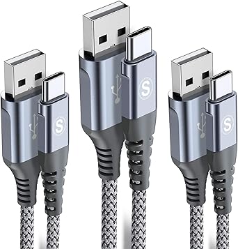 Cavo USB C [3-Pezzi,1m2m3m] Cavo Tipo C di Ricarica Rapida per i phone 15 Plus Pro Max,Samsung Galaxy S23/S22/S21,Sony,Xiaomi,Hua wei,Google Pixel e altri dispositivi Android USB-C-grigio