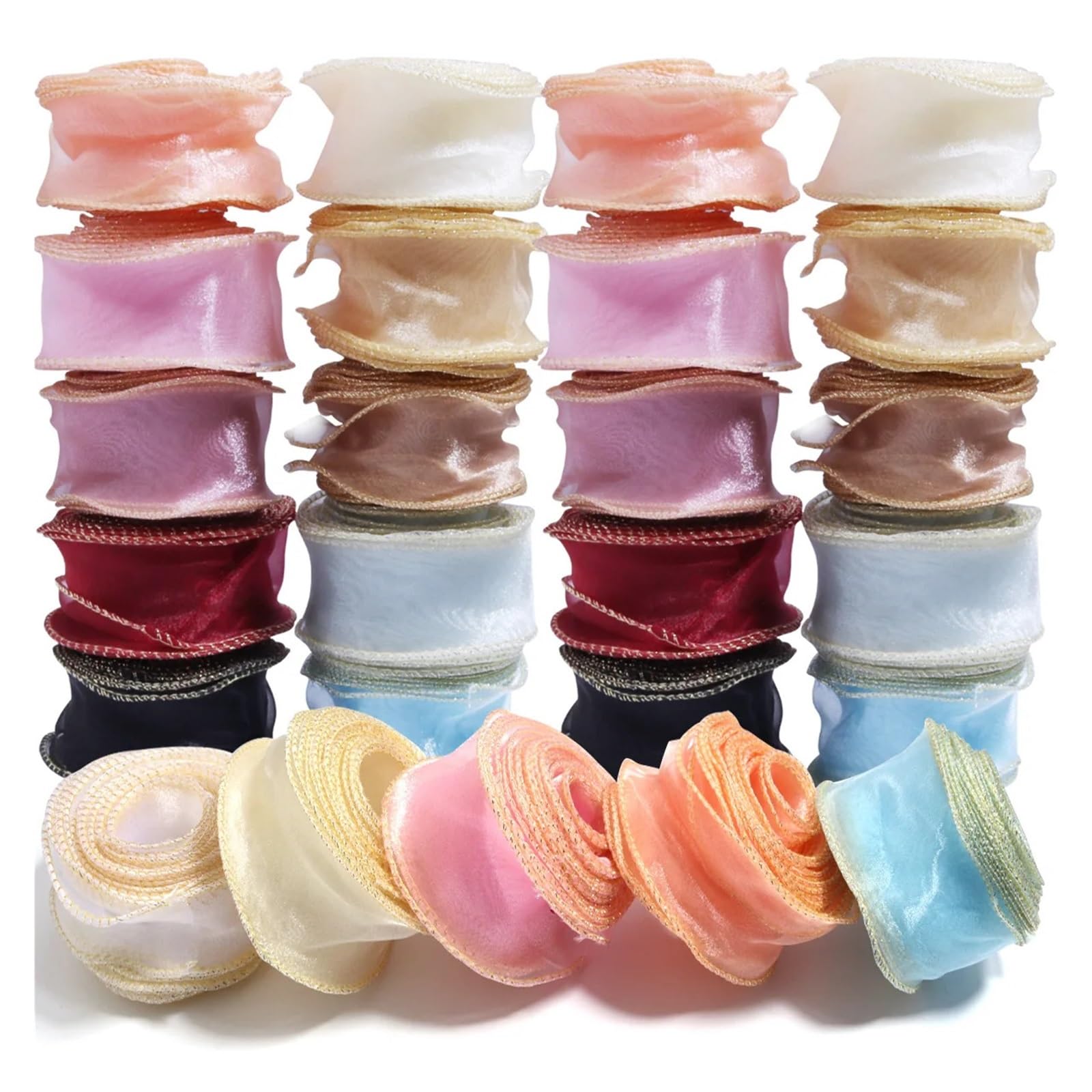 Lot de 5 rubans en mousseline de soie doré pour emballage de gâteaux, accessoires de vêtements, chaussures, chapeaux, décorations pour emballage cadeau, décoration de vacances