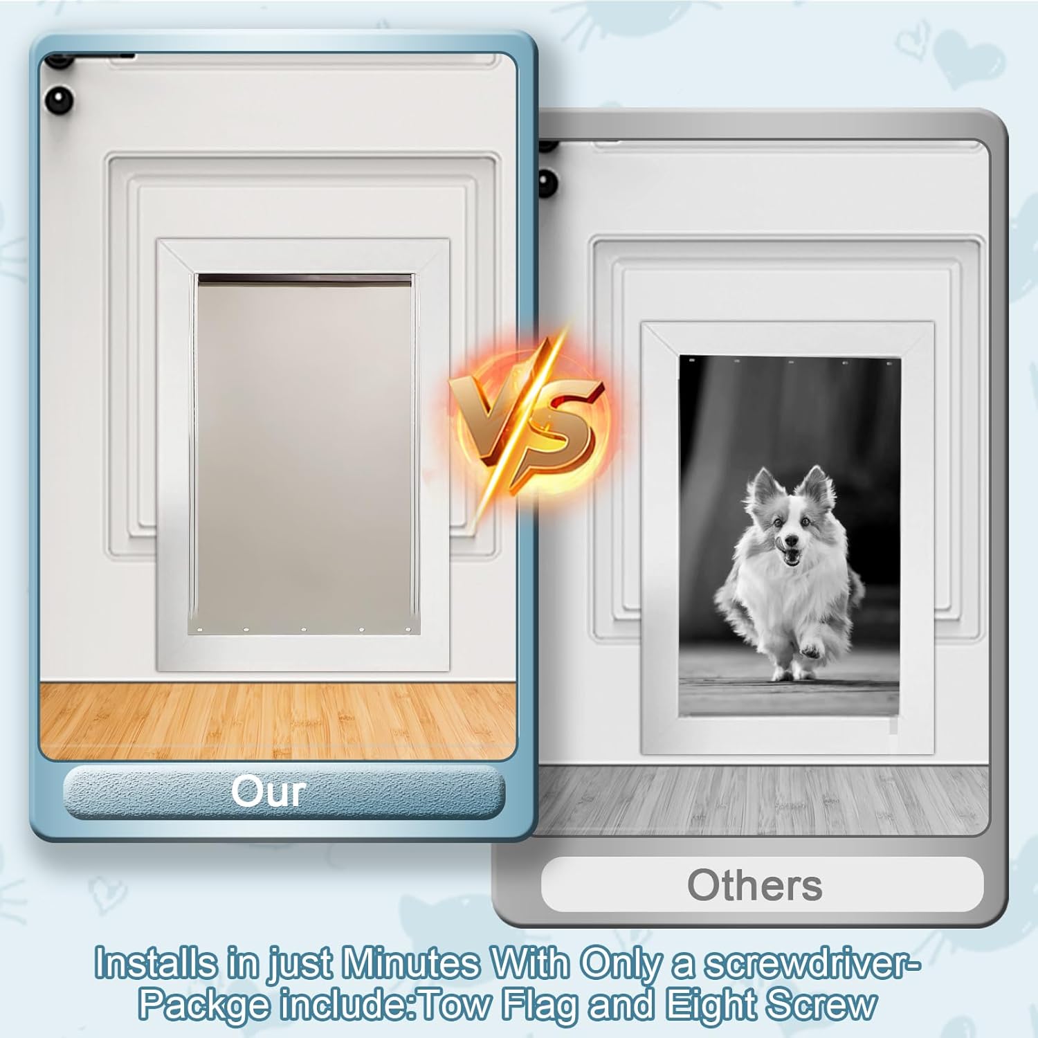 PAC11-11039 Pet Door Replacement Flaps for Dog and Cat, Doggy Door Flap Compatible with Pet-Safes Freedom Doggie Doors, Large Size 10 1/8" X 16 7/8" 2PACK