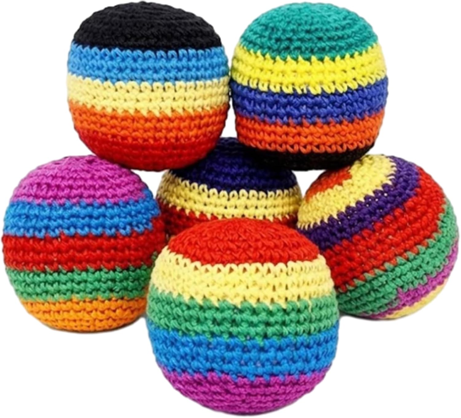 Knitted Hacky Bag Set, 6/12/24 PCS Hand-Made Knitted Footbag Sack, Handwoven Toss Pack, Crochet Style Sacks for Outdoor Fitness, Colorful Juggling Footbag