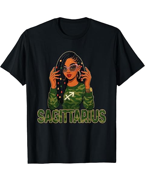 Sagittarius Queen Sagittarius Zodiac Sign Loc'd Afro Girl T-Shirt