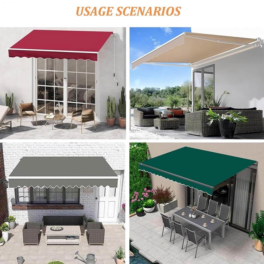 Tessuto di ricambio per tenda da giardino retrattile, con mantovana per porte e finestre, 6 x 4,9 m (beige), adatto per dimensioni da 40,6 x 3,5 m, 3 x 3,5 m, 30,5 x 3,5 m, 30,5 x 3,5 m, 30,5 x 3,5