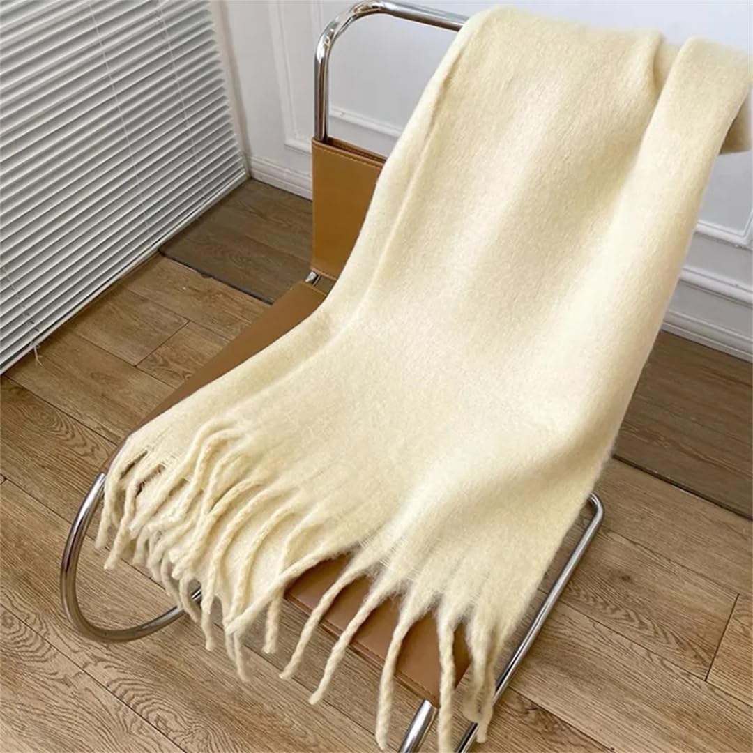 Sciarpa in cashmere spessa solida per le donne grande coperta di lana invernale scialle caldo avvolge femminile con nappa