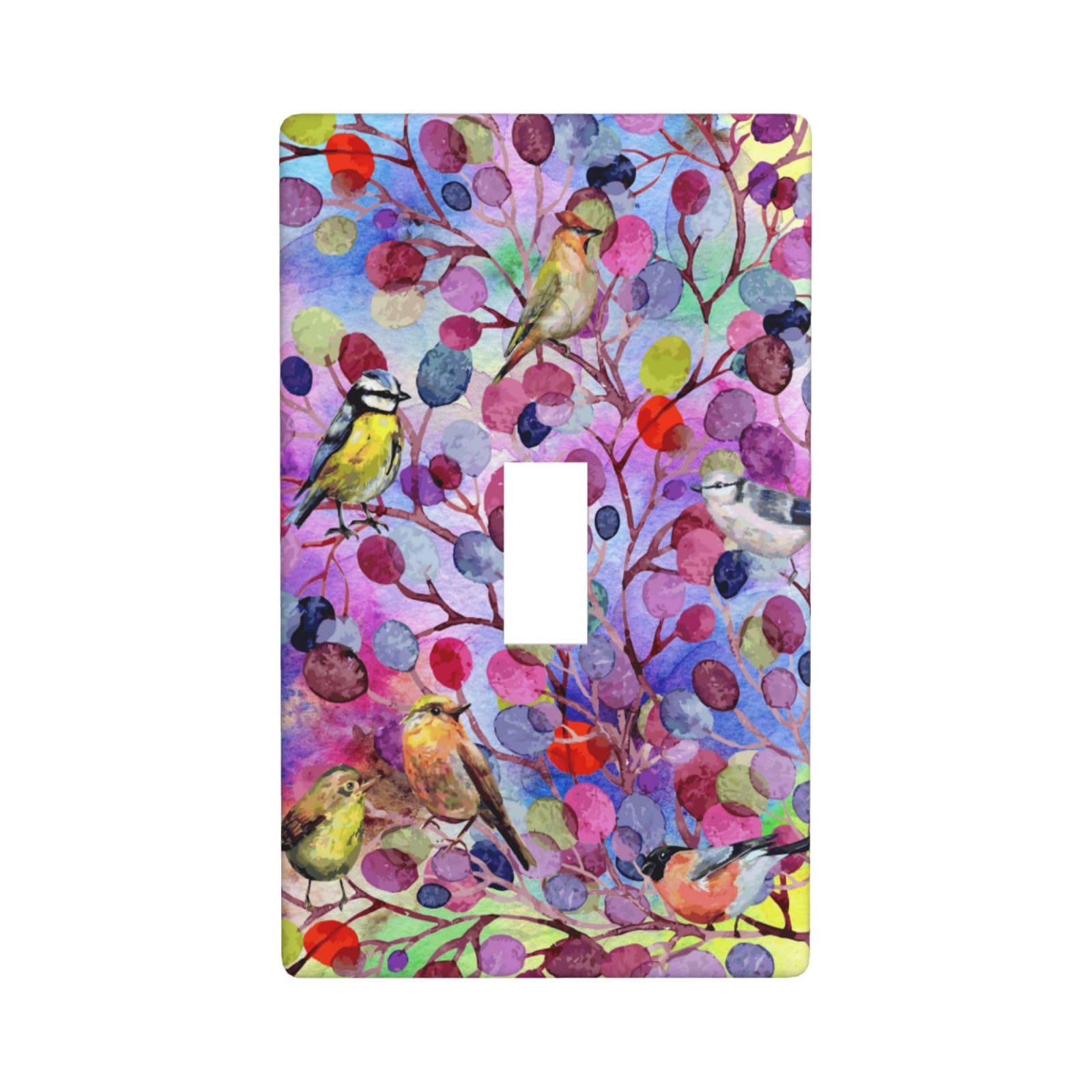 Bird Tree Painting Light Switch Cover Plates Decorative Single Toggle Wall Plate, 1 Gang Lightswitch Cover