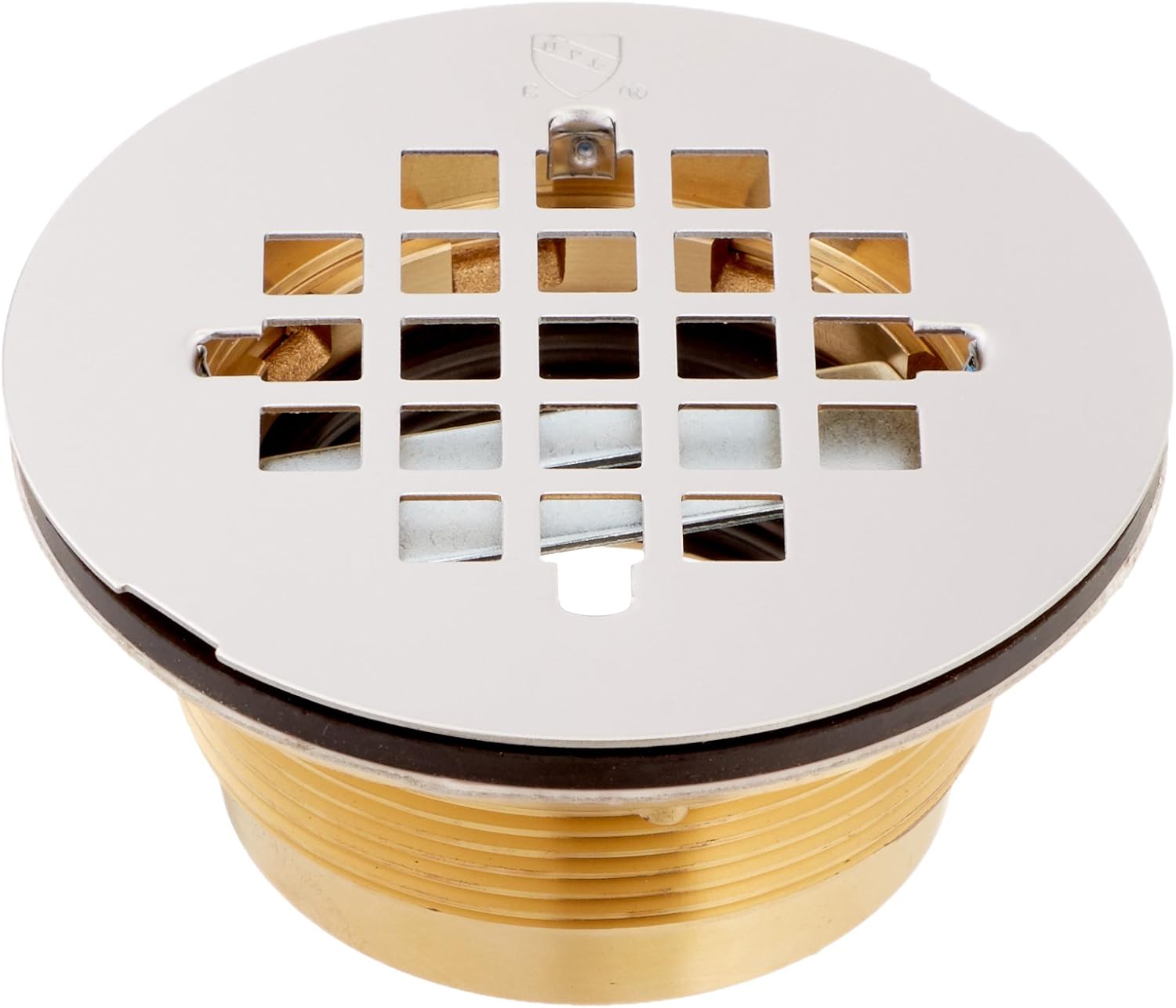 Jones Stephens Corporation D40140 No Caulk 2-Inch Shower Stall Drain Stainless Steel Strainer with Brass Body, Small