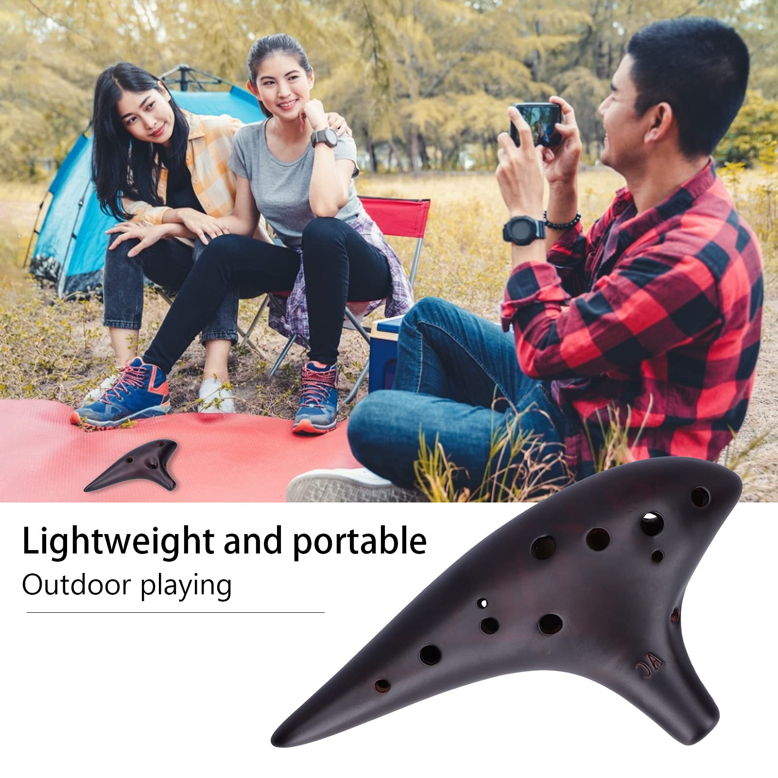 12 trous Alto C Ocarina, Belle Dolomite Ocarina portable pour débutant pour les jeux à l'extérieur