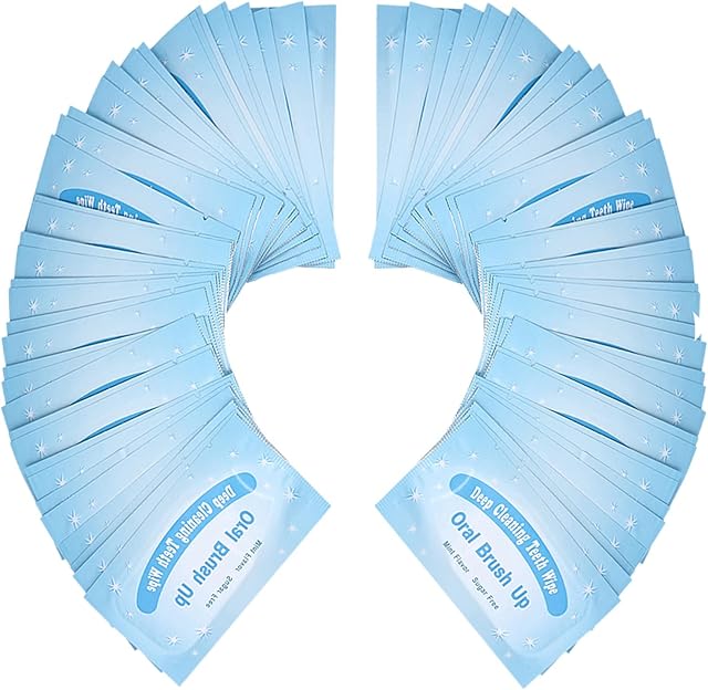 100 Packs of Mint-Flavored Teeth whitening Wipes, Finger Wipes, Disposable Teeth Cleaning Wipes