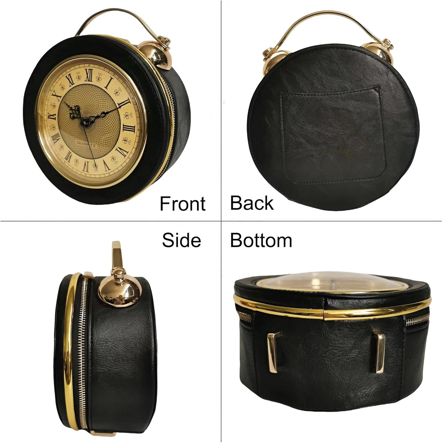 Women PVC Clock Shaped Handbag Crossbody Shoulder Bag Clock Purse - Image 3