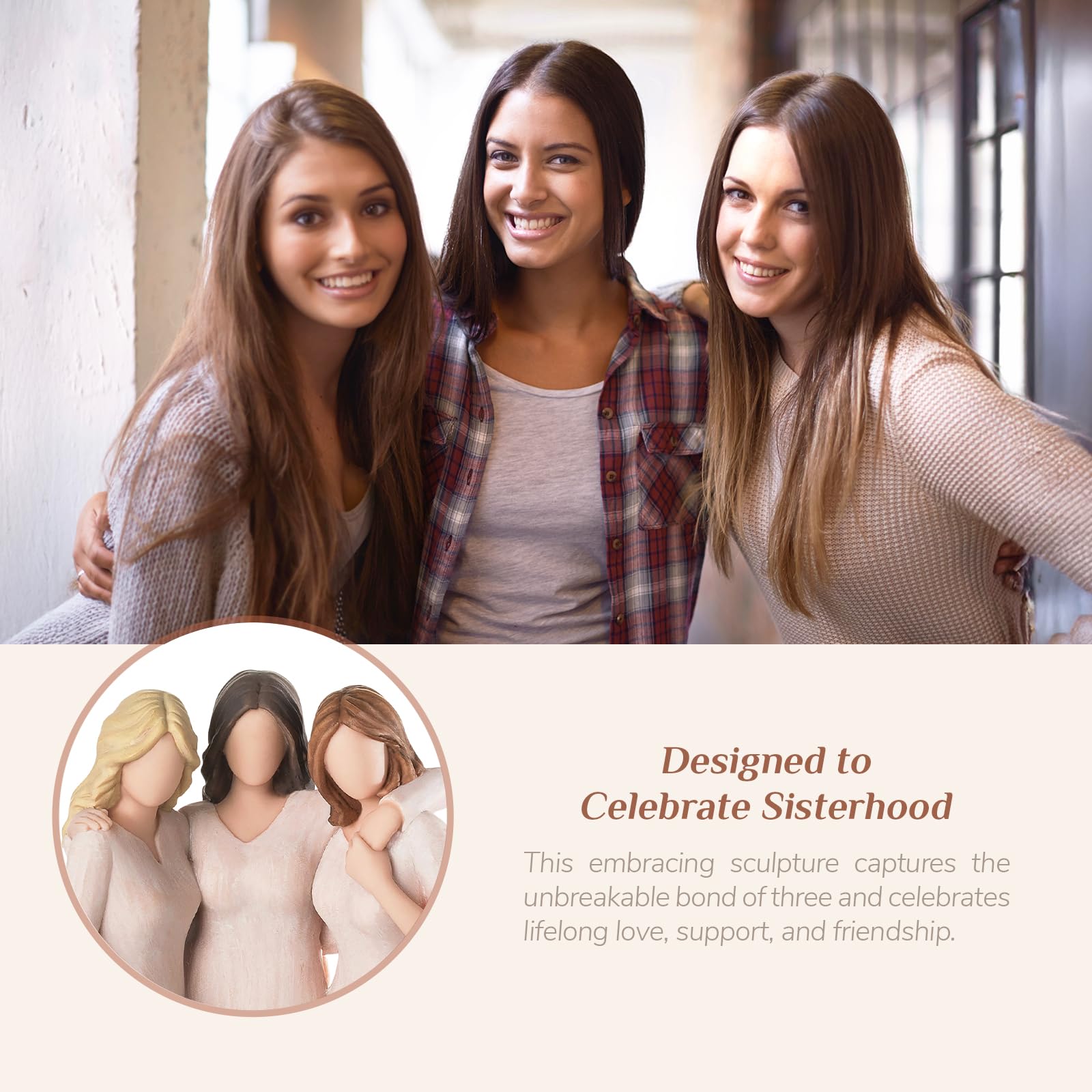 Storieme Regalo di compleanno dell'amicizia per le donne: statuetta in resina con tre sorelle per decorazione mensola, regalo di compleanno per sorella per migliori amiche Bestie