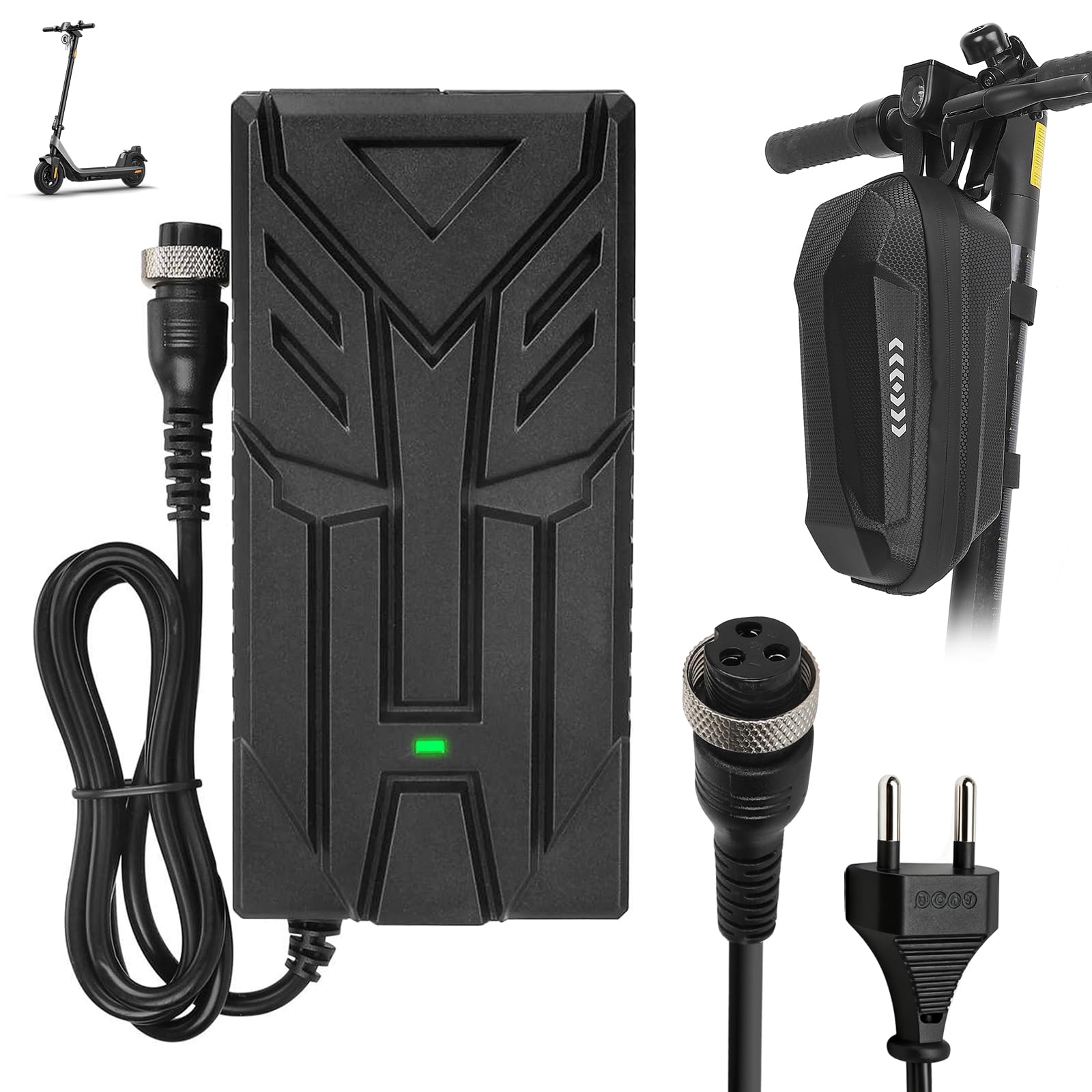 54.6 V 2 A Charger for Smartgyro Speedway, UrbanGlide E-Cross Pro, 48 V Lithium Battery Charger for Kugoo M4/M4 Pro, Hitway H5/H5 Pro Quick Charge+2L Waterproof Bag