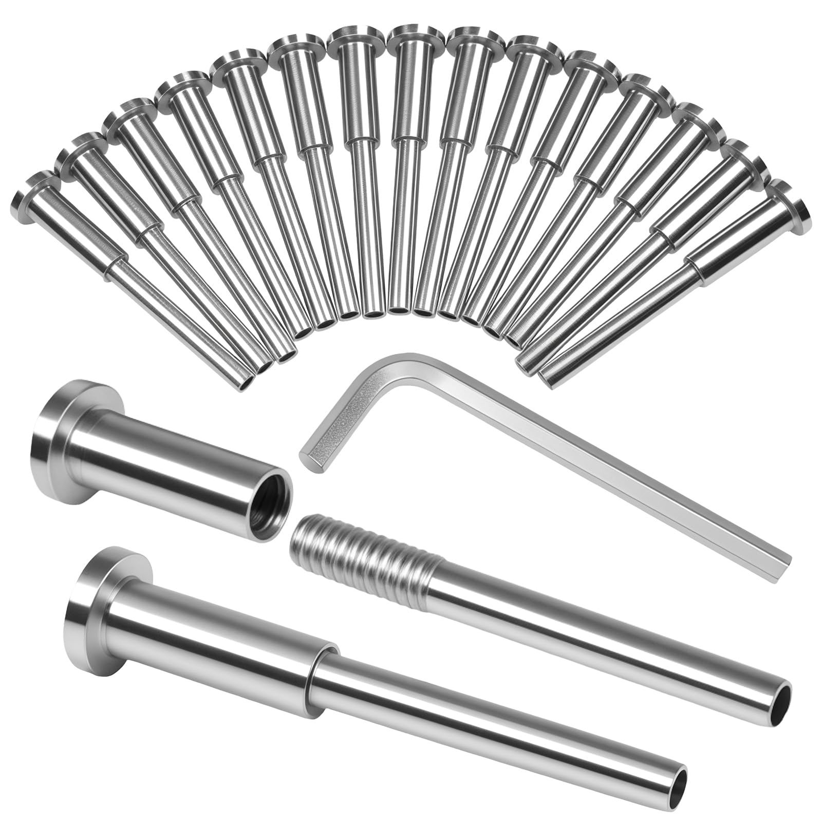Photo 1 of 20 Pack 1/8" T316 Stainless Steel Invisible Cable Railing Hardware, Swage Stud End for Cable Railing, Deck Stair Threaded End Fitting for 2"x2" Wood Metal Post, Cable Railing Kit