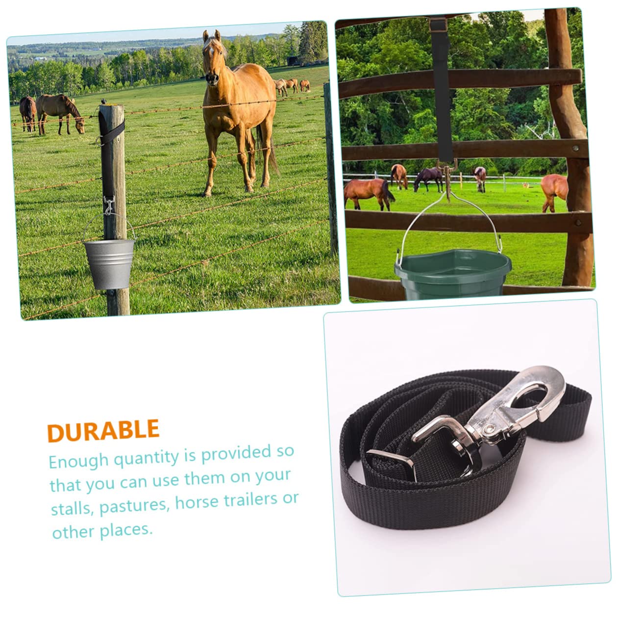 BELLIFFY 3Pcs Wear Resistant Bucket Hangers for Feeder Supply for Hay Nets Water Buckets and Horse Tack Stable Pasture Convenient and Durable Design