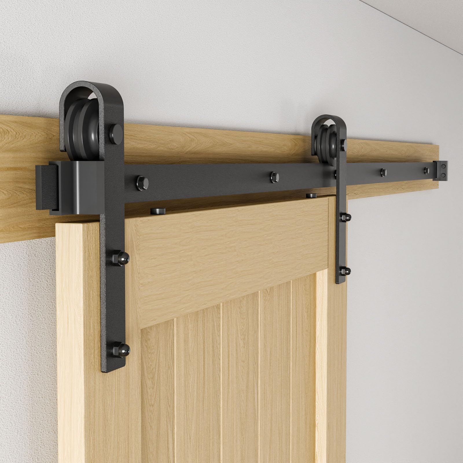6.6ft/200cm Sliding Door Kit, Barn Door Sliding Kit, Splice Track Black