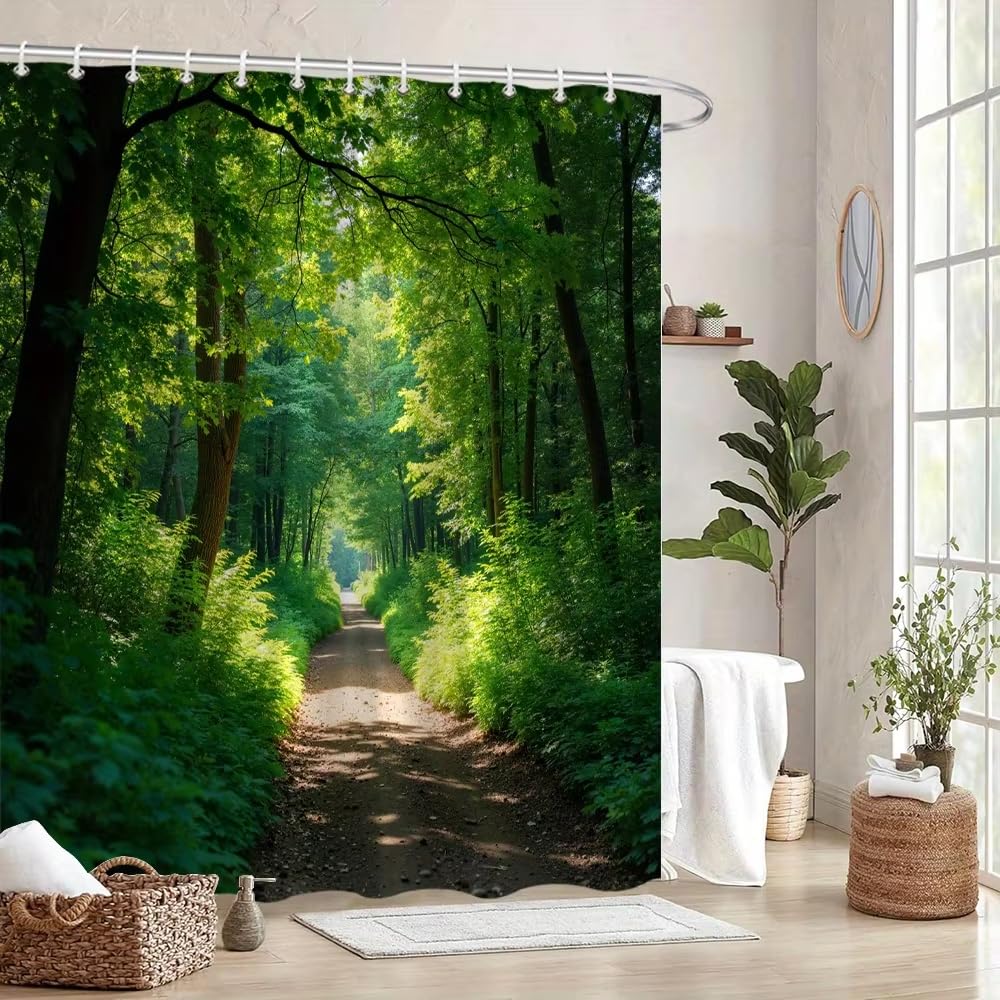 Rideau de douche chemin forestier 150x200cm pour salle de bain
