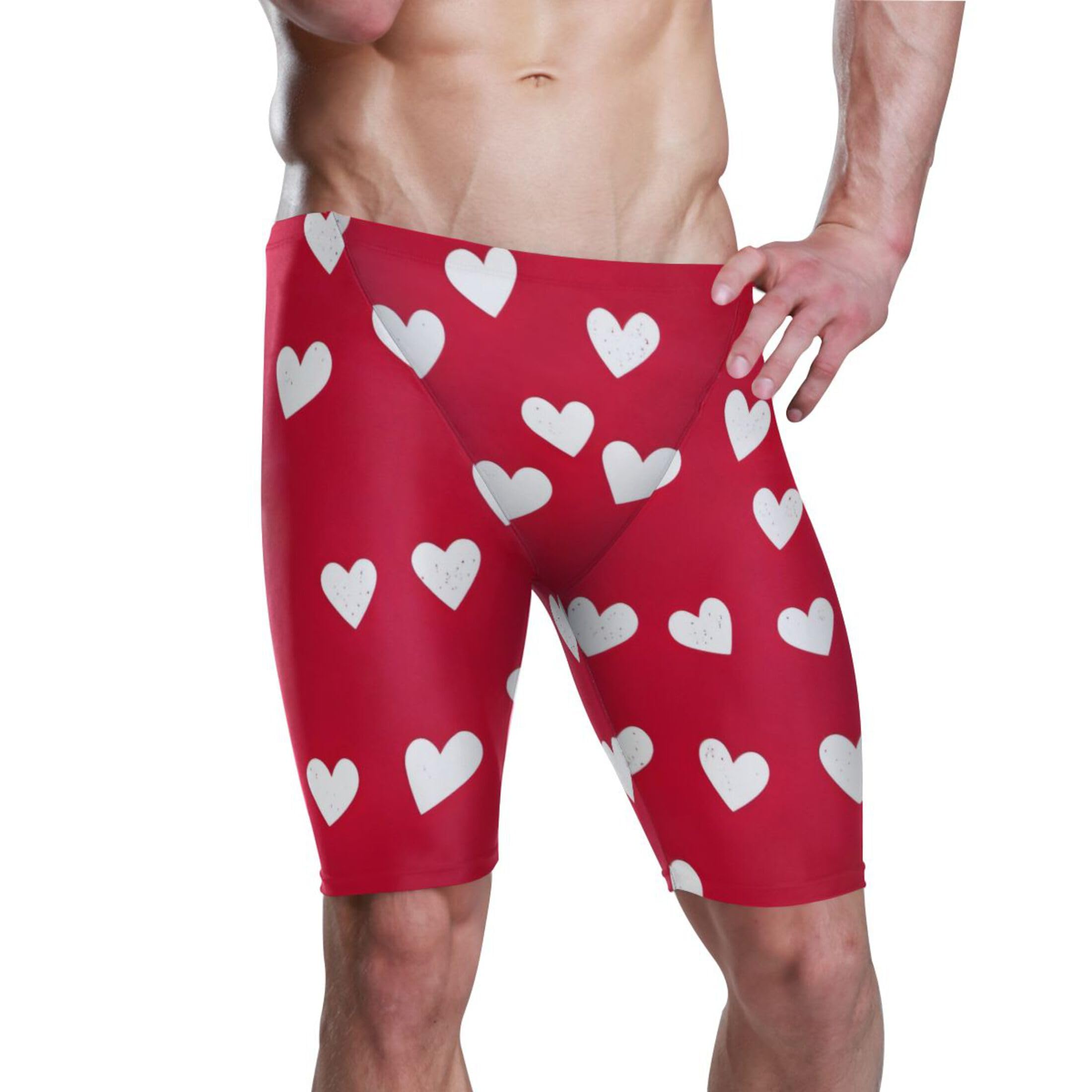 UMIRIKO Valentine's Day Heart Swim Jammers Swimsuit for Men XXL B0401244