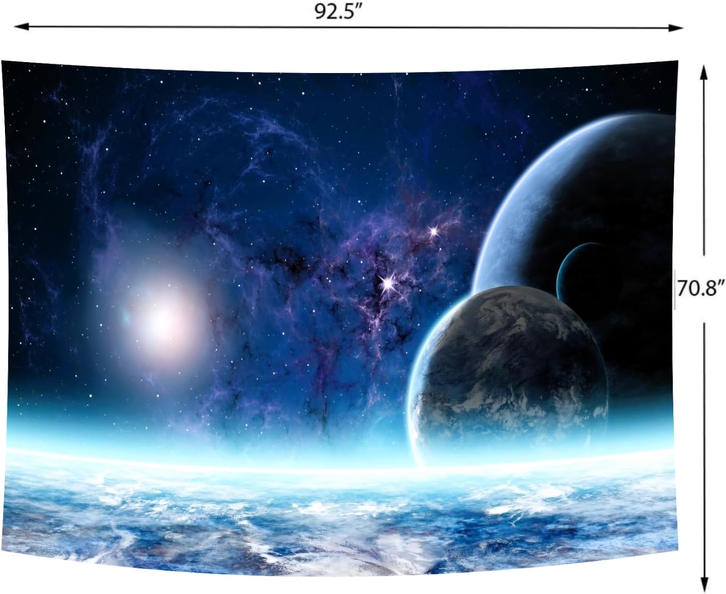 Delur Planet Galaxy Tapestry Universe Starry Sky Cosmic Outer Space Tapestry Wall Hanging Milky Way Psychedelic Nebula Headboard for Bedroom Living Room Home Decor (70.8" x 92.5")