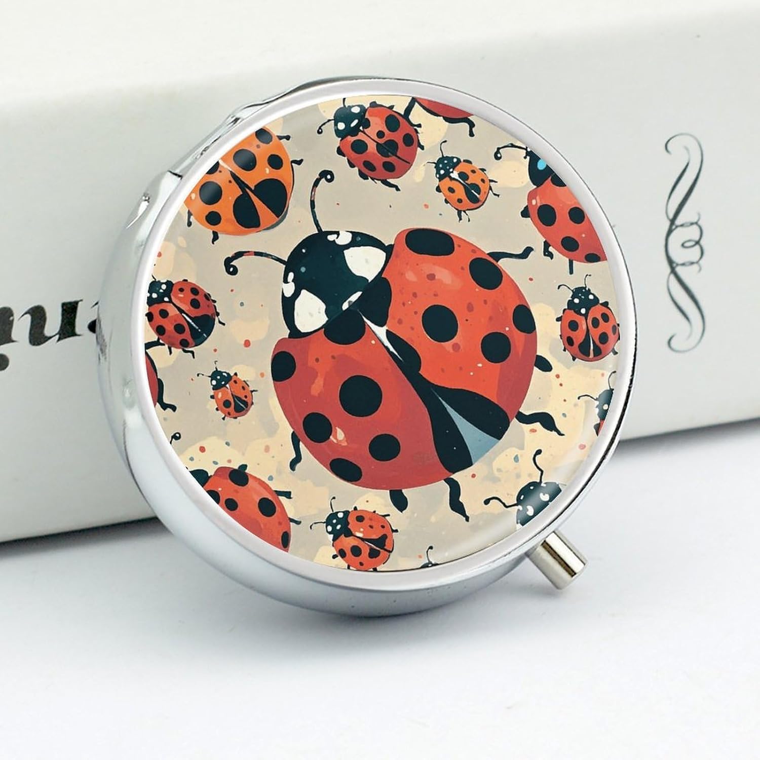 Ladybugs Pattern Speckled Pill Case 3 Compartment Travel Pill Box image 4