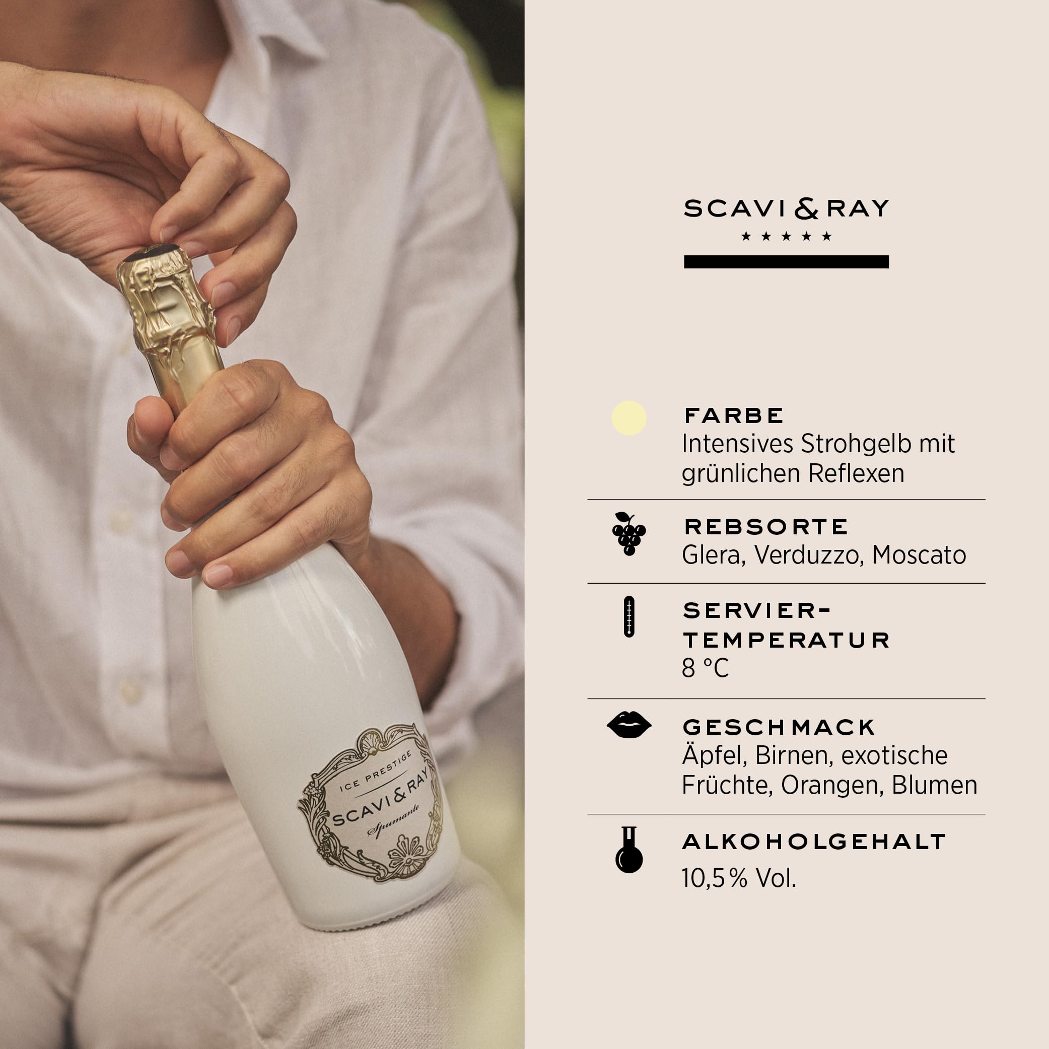 SCAVI & RAY Ice Prestige Spumante Piccolo 10,5% Vol. - halbtrocken, 24x0,2l | Fruchtig frischer Schaumwein aus Italien, halbtrocken, ideal für unterwegs oder den kleinen Genussmoment, feine Perlage