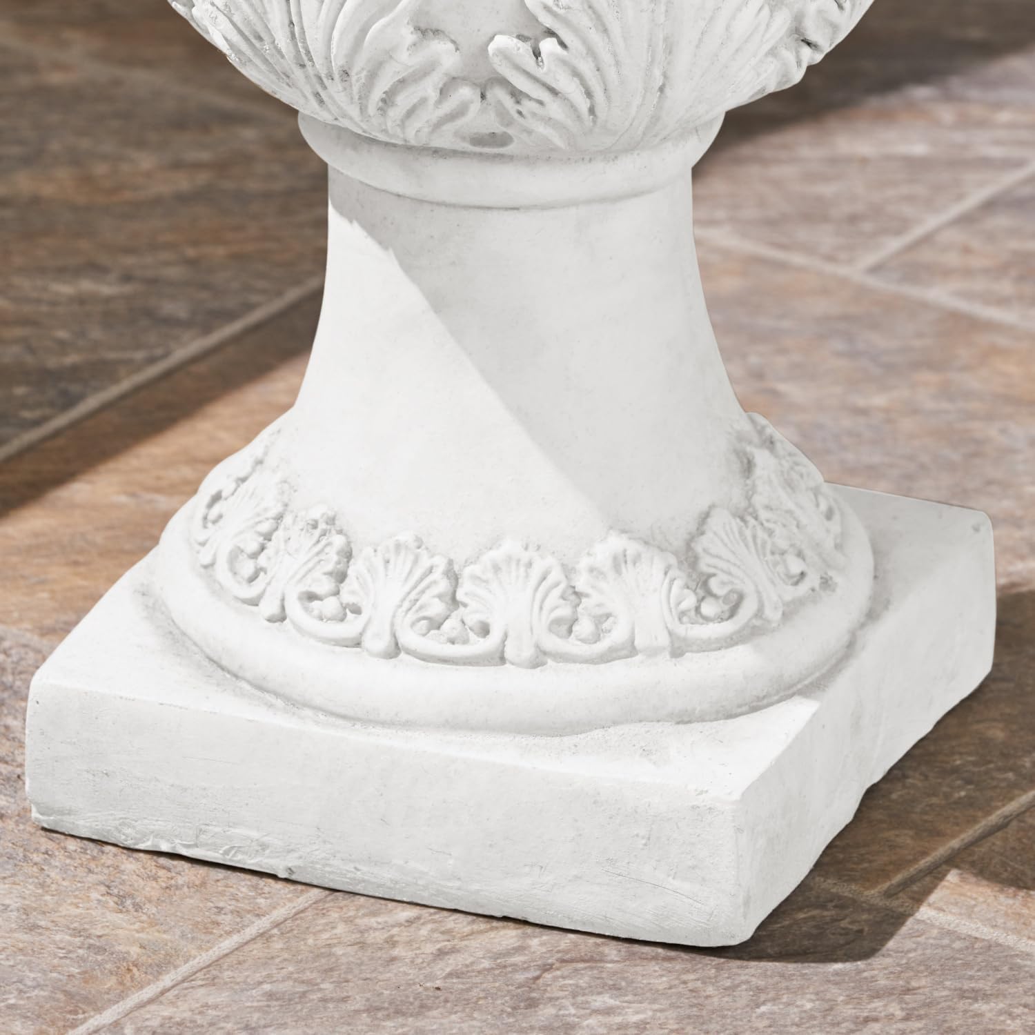 Garden URN Planter - Magnesium Oxide Antique White - Elegant Style - Indoor/Outdoor Use - Seasonal Decor
