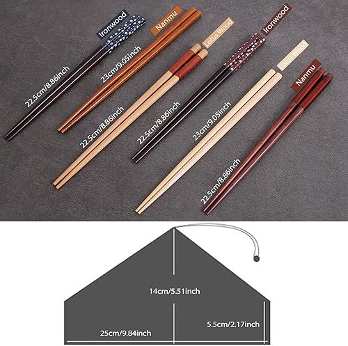 Miniatura 3 de Juego de cubiertos de madera de estilo japonés reutilizable, cuchara y palillos de madera, vajilla portátil, utensilios de viaje, utensilios de