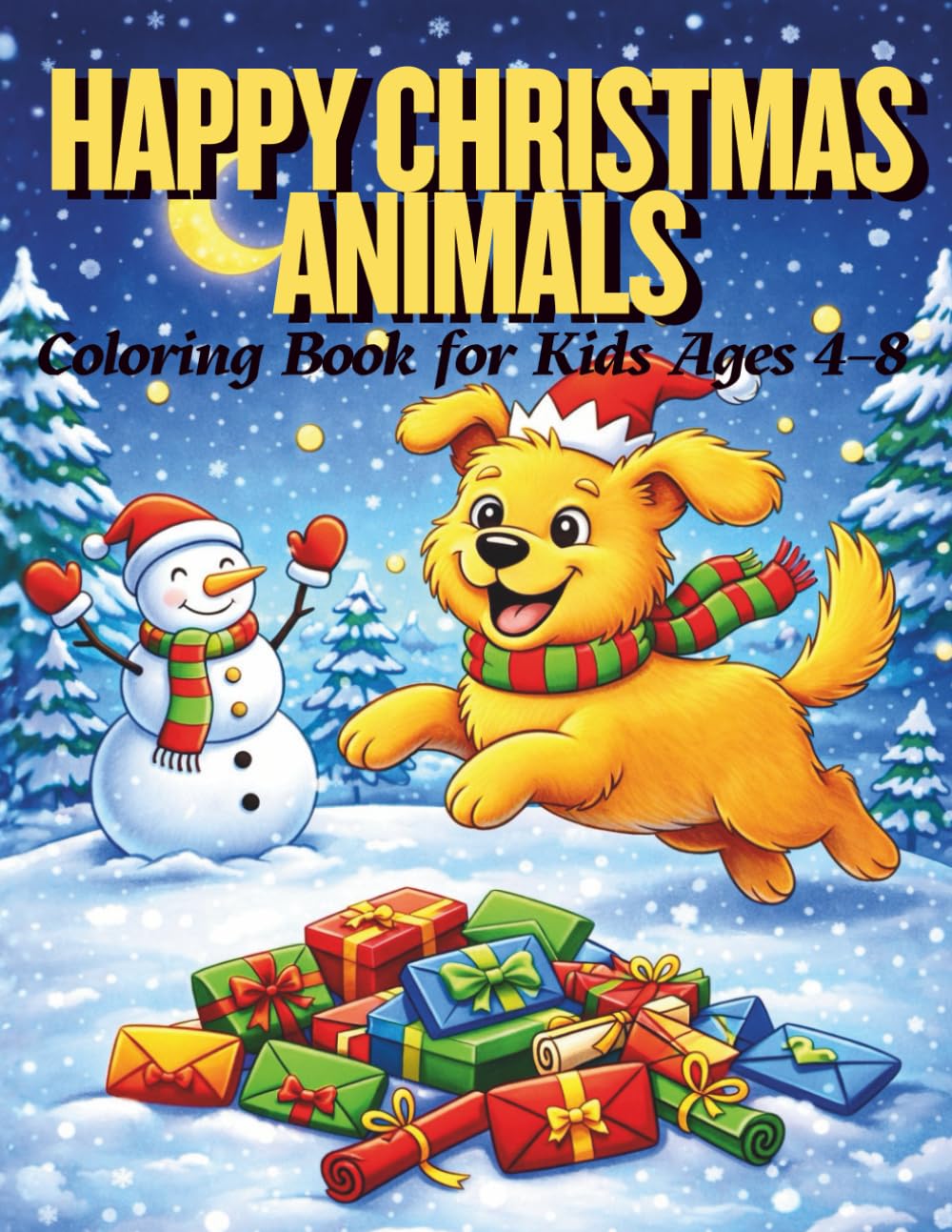 Happy Christmas Animals: Coloring Book for Kids Ages 4–8