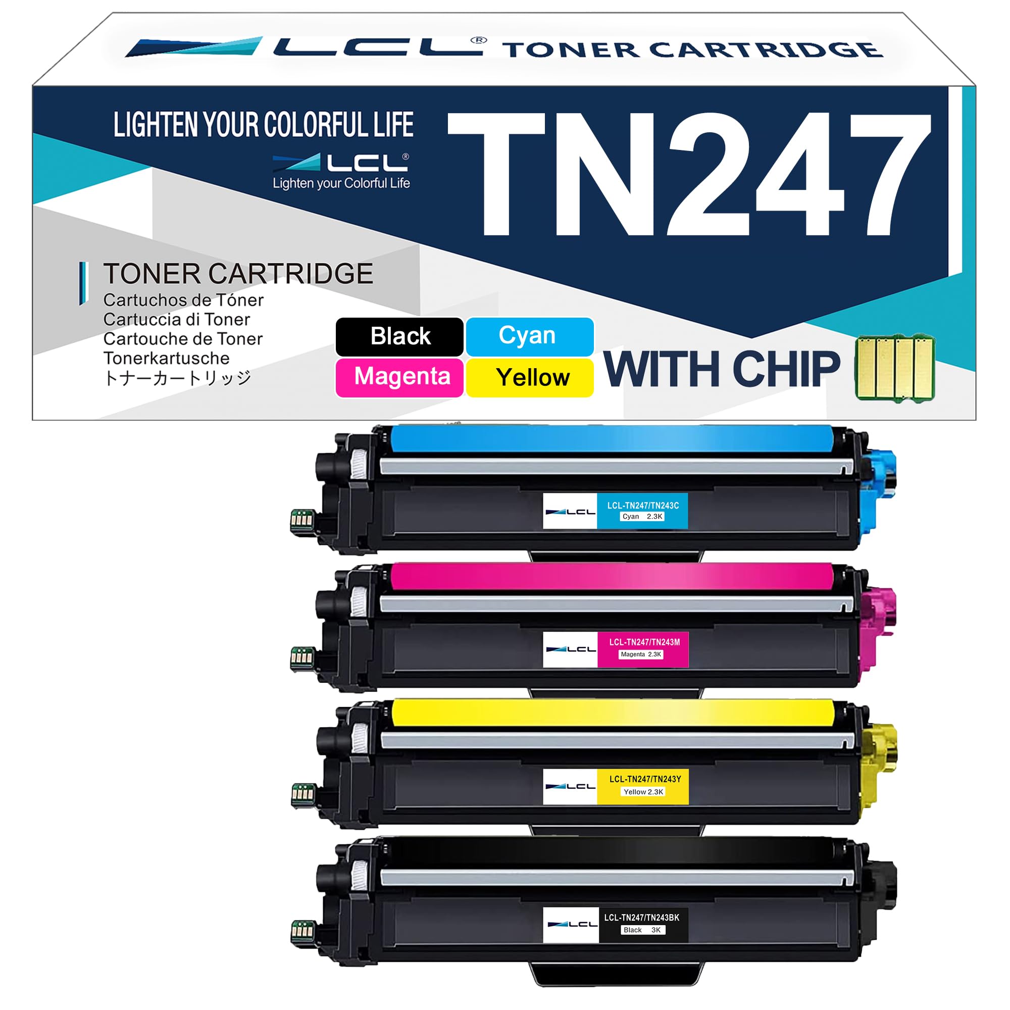 LCL Toner kompatybilny z TN223 TN-223 TN243 TN-243 TN-243BK TN243BK TN243C TN243M TN243Y (1 czarny 1 żółty 1 magenta 1 cyjan) kompatybilny z Brother HL-L3210CW HL-L3230CDW HL-L3330CDW HL-L3330CDW