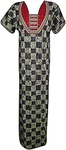 Womens Maxi Dresses Hand Block Printed Night Wear Nightgown House Dresses L Black