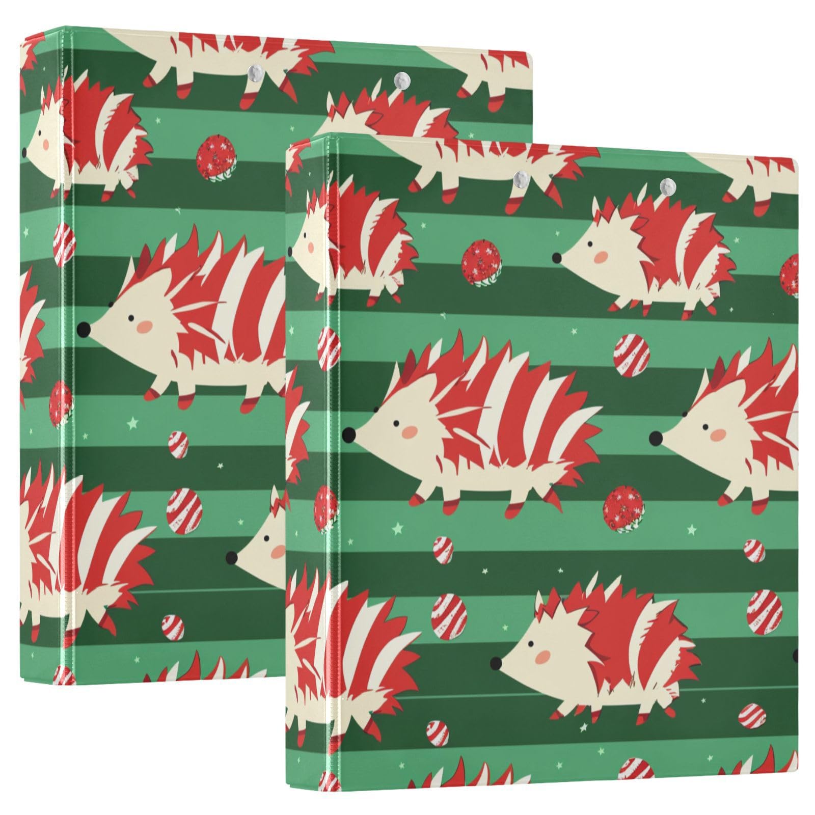 Raccoglitore scolastico da 3,8 cm, a righe rosse e verdi, riccio giocoso