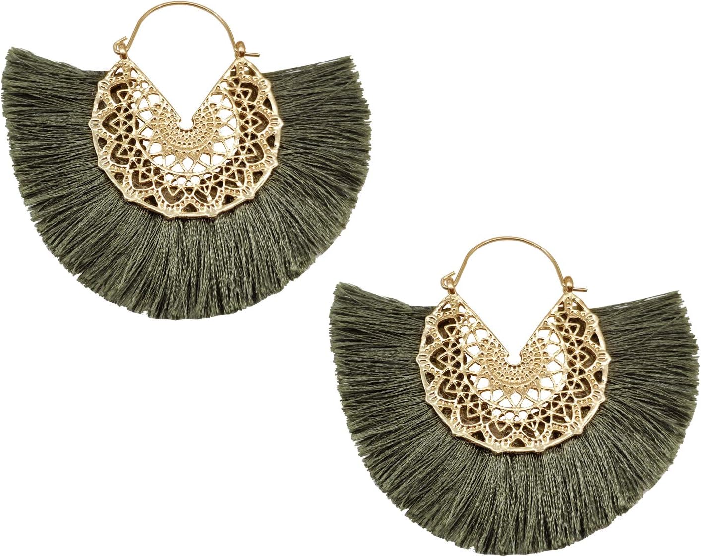 Tassel Hoop Earring Statement Thread Dangle Earrings Stylish Long Fringe Drop Earrings Lightweight Long Swingy French Hook Earrings for Women