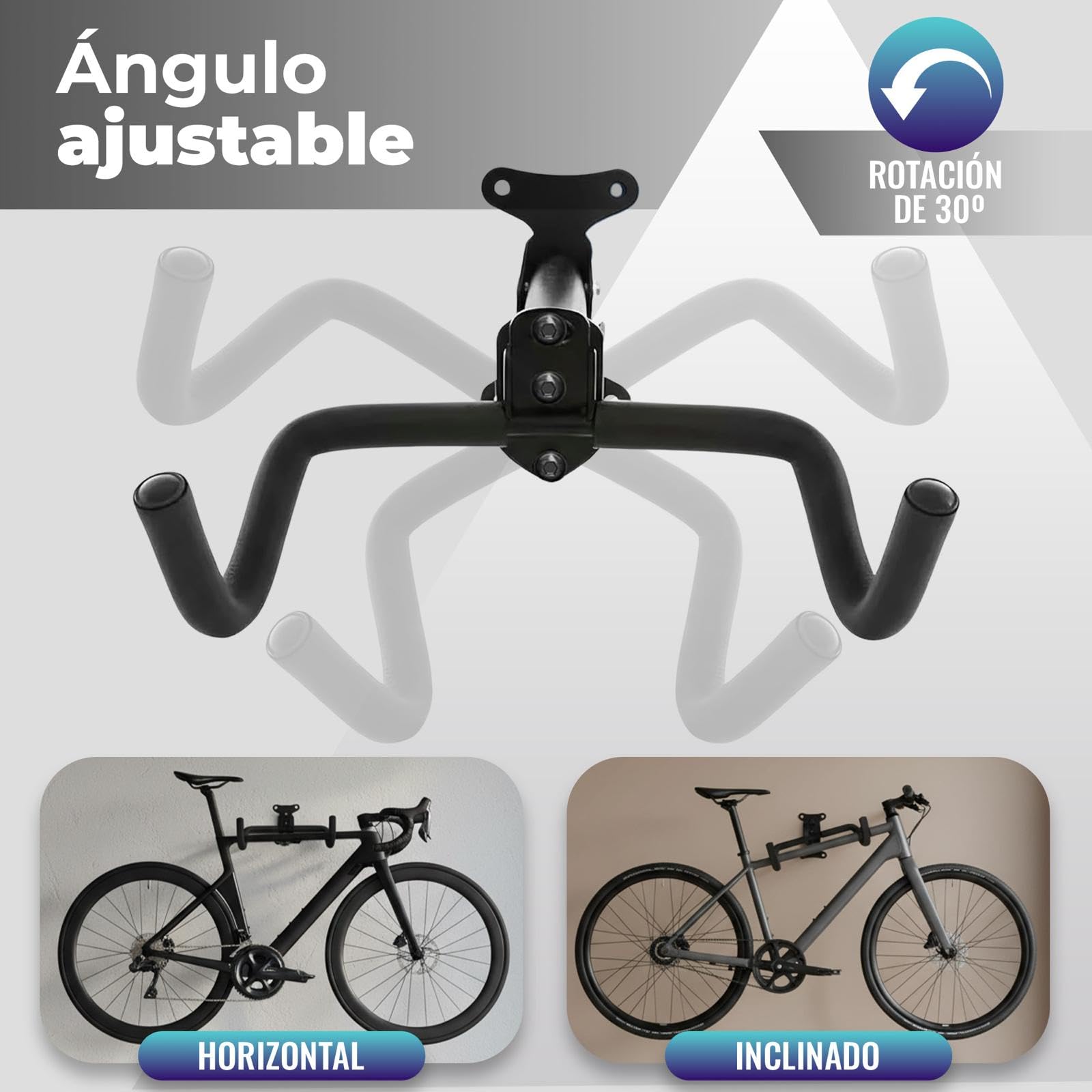 Soporte Pared Bicicleta De Forma Horizontal, Incluye Plantilla e Instruciones De Montaje. Soporte pared bicicleta Ajustable