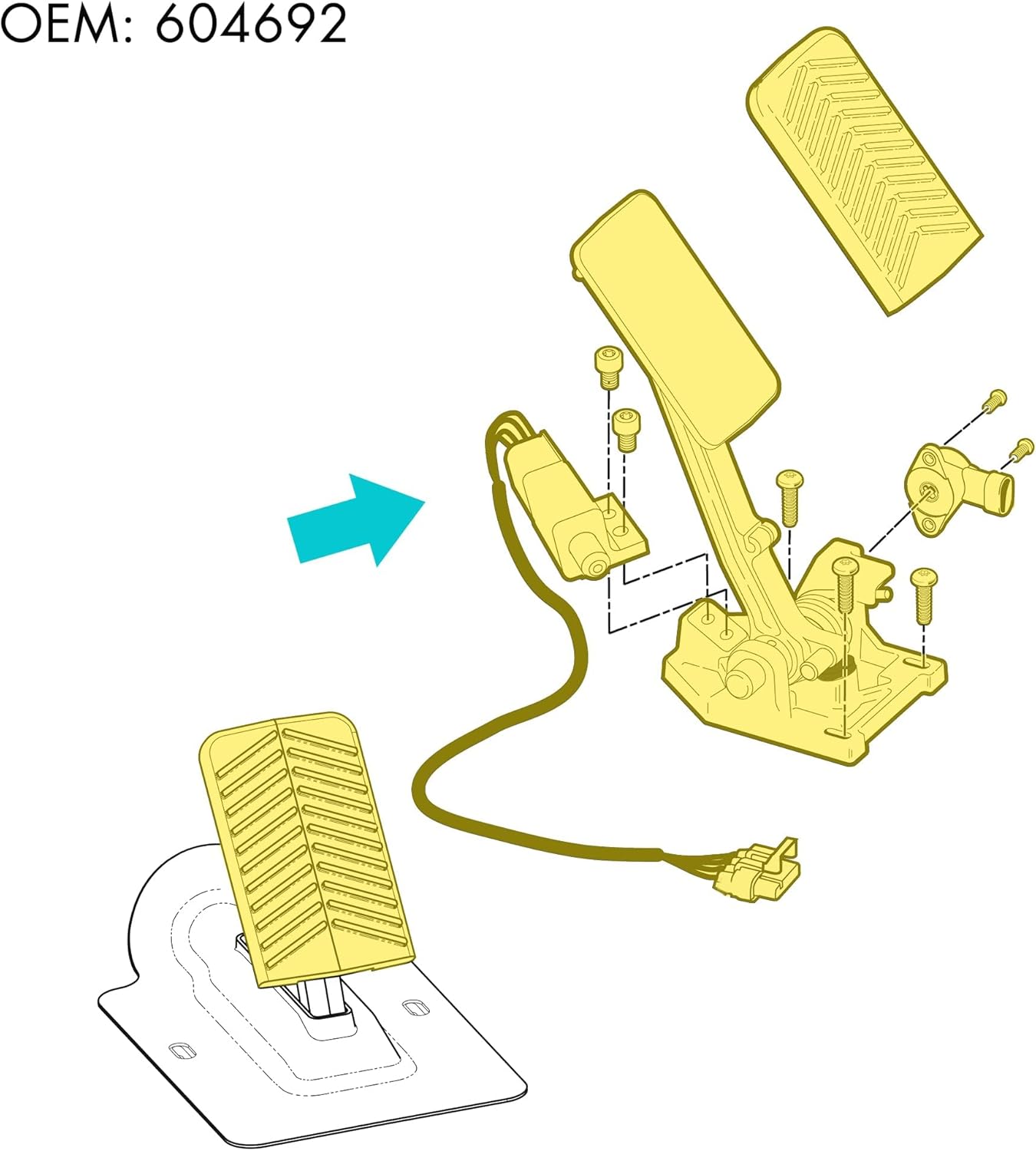 10L0L Golf Cart Accelerator Pedal Assembly fit EZGO RXV 2008-UP 48 Volt and 2FIVE Electric Models, Replace OEM 626138, 604692, 610315, 671889