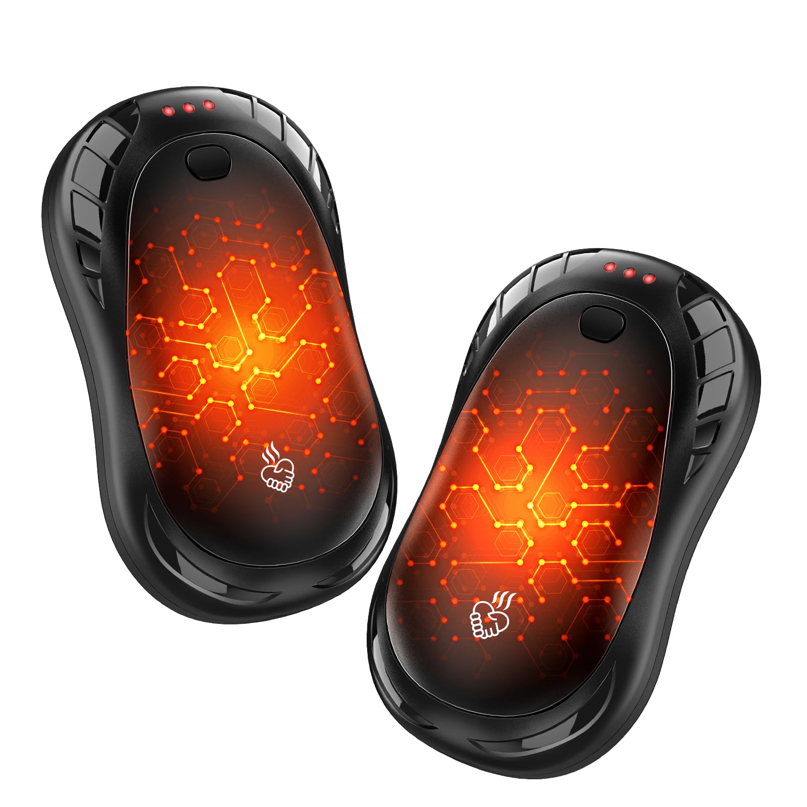 Handwärmer Elektrisch Split 2er-Pack mit USB, 3 Heizmodi Tragbare Elektrischer Taschenwärmer für Outdoor im Winter 6000mAh,Handwärmer Wiederaufladbar für Outdoor Sport