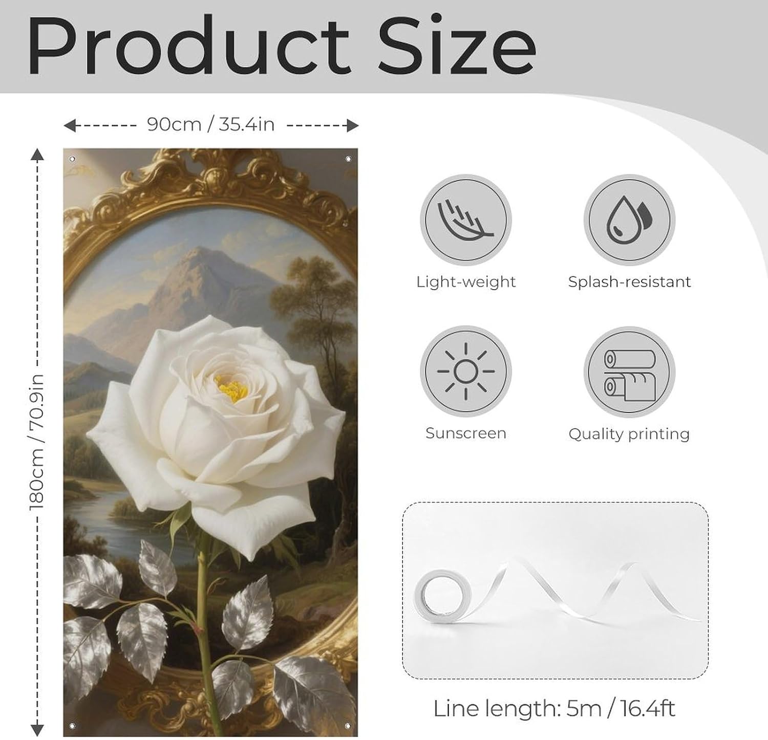 White Rose Decoration Door Banner Welcome Door Cover image 2