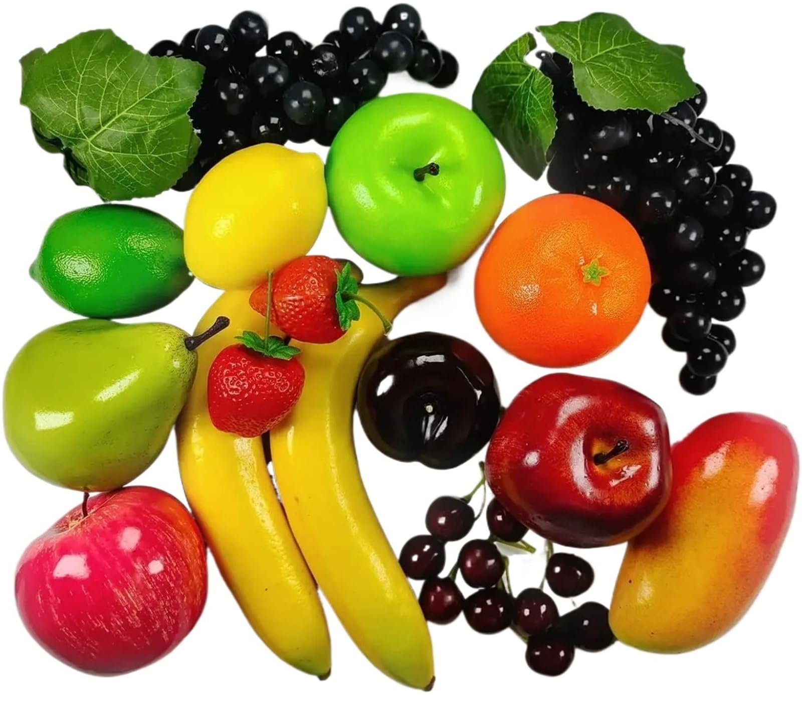DYYEUAVT Fake Fruits For Home Decoration, Fruit Model For Party Decoration, Fruit, Strawberry, Mango, Bananas, 20 Pieces/set(Color01 20pcs)