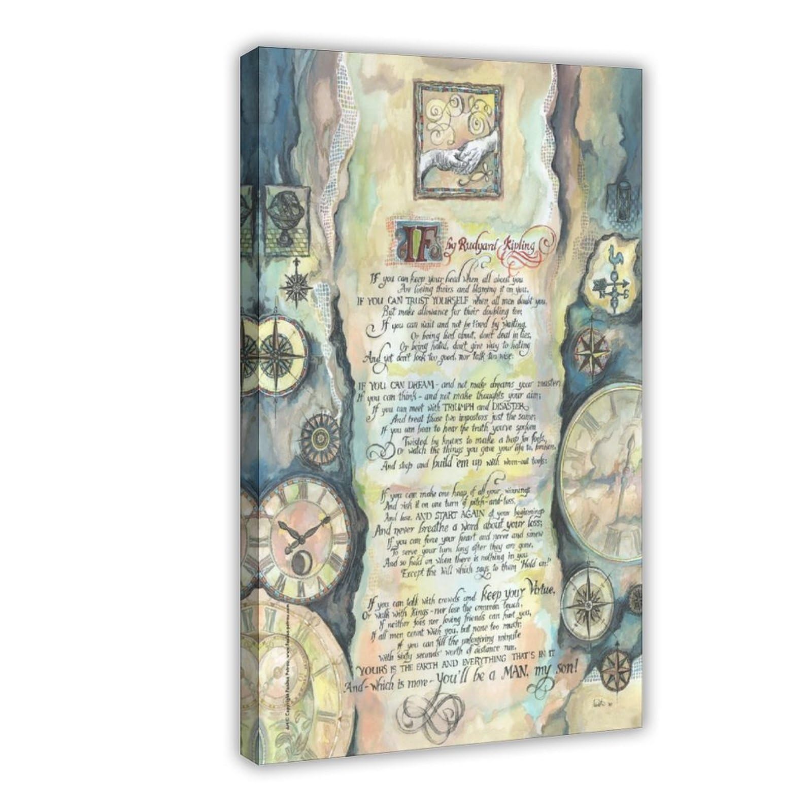 NEOHI Canvas Modern Painting If Rudyard Kipling Motivational Poster Nordic Medieval Canvas Modern Poster Wall Art Prints Paintings Living Room Bedroom Decor 20x30inch(50x75cm)