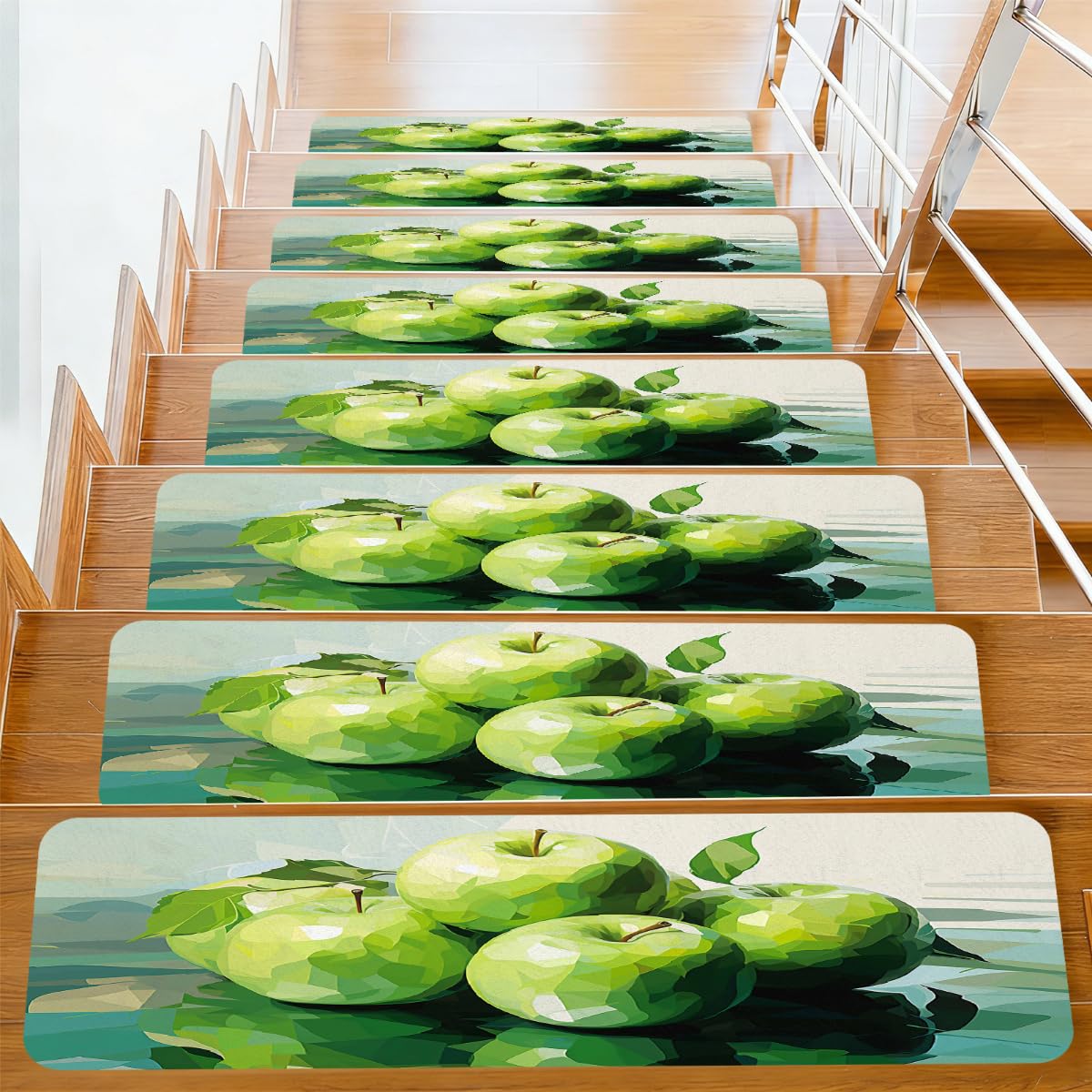 Alfombrillas de diseño Mexpekil para peldaños de escalera autoadhesivas 76 x 20 cm