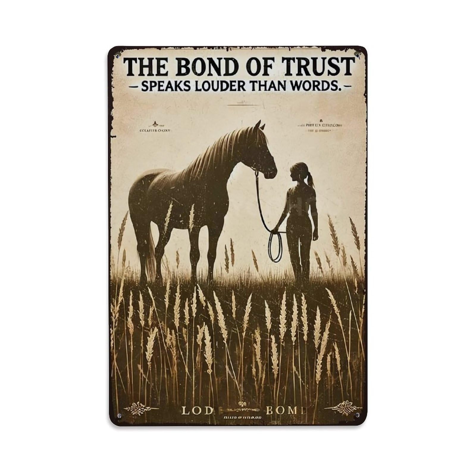 Jdyaojiesheng Vintage Horse And Woman In Field Tin Sign Retro Metal Wall Decor Metal Poster, Home Bar Garage Farmhouse Cafe Wall Art Decoration 8X12inches
