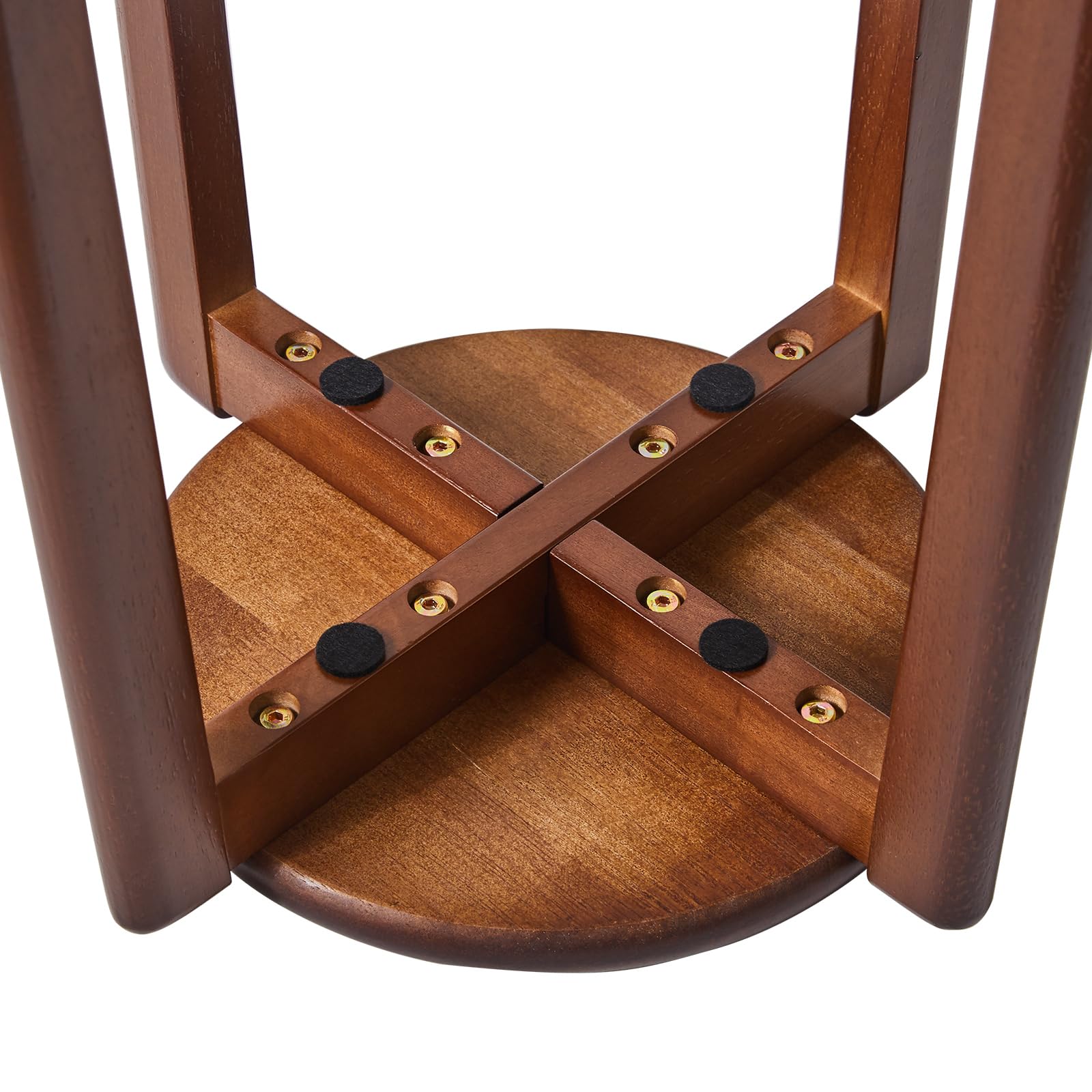 YMYNY Lot de 4 Tabourets Empilables, Tabourets de Bar Ronds, Structure en Bois, Tabourets Courbé Antidérapant, pour Maison, Bureau, Salle à Manger, Cuisine, Restaurant ‎27 x 27 x 45CM Brun HBD026H-4