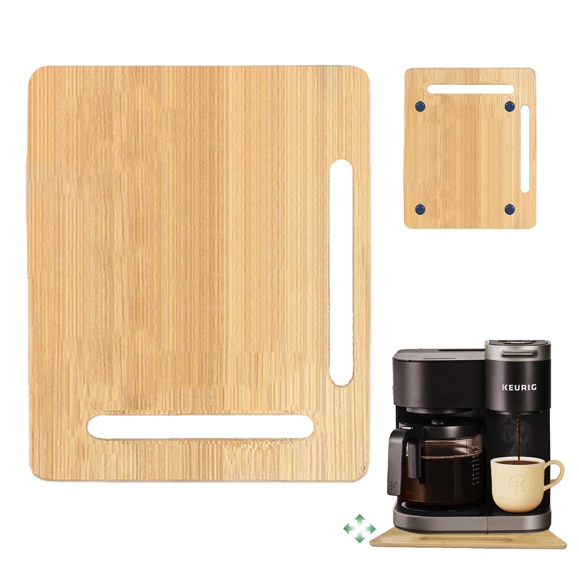 Appliances Slider Mat for Countertop & Under Cabinet,100% Bamboo Sliding Tray for Coffee Pot/Coffeemaker/Ice Maker/Air Fryer/Kitchen Aid Mixer etc,Simple Functional & 360° Easy Moving 16" X 13"in