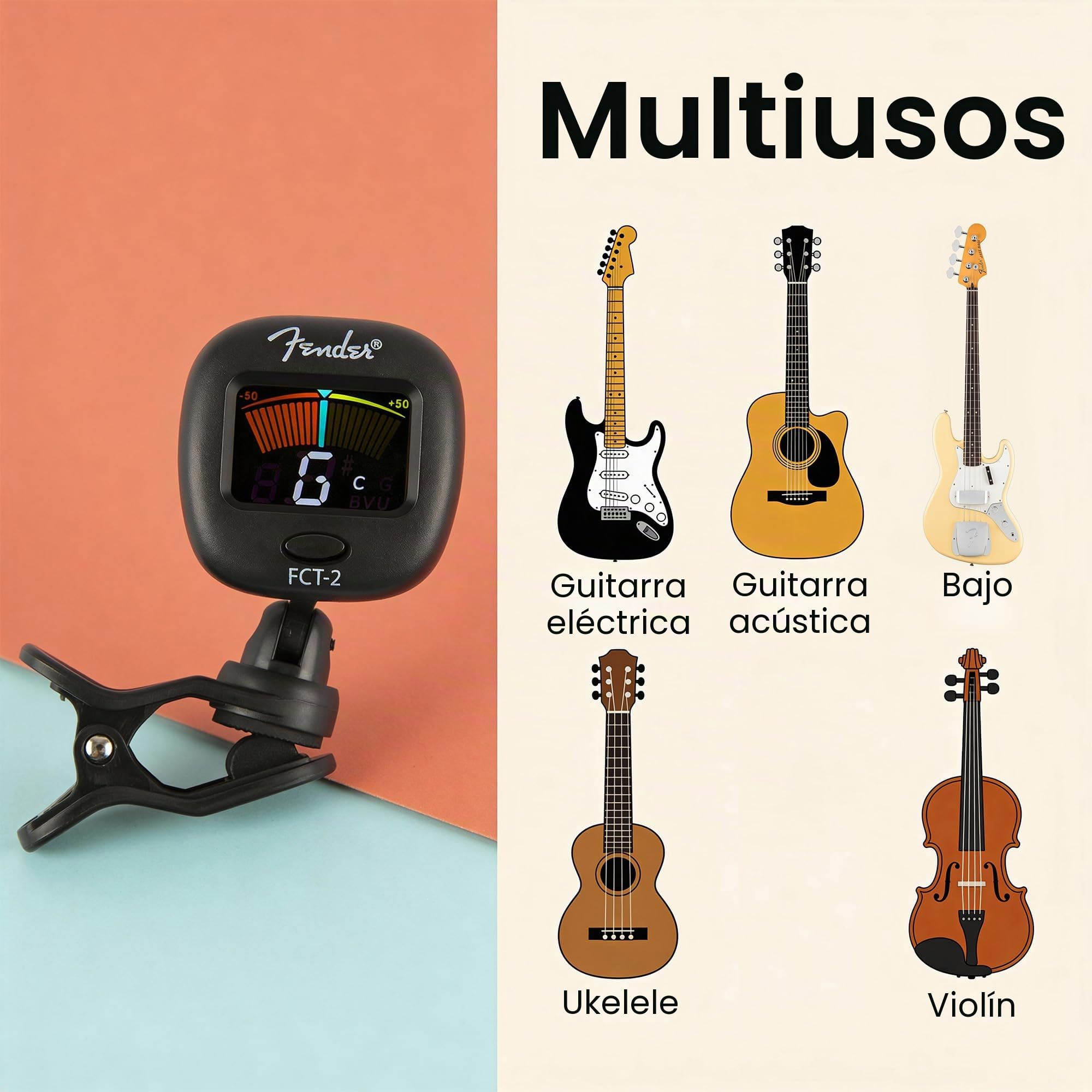 Fender FCT-2 Sintonizador de clip profesional