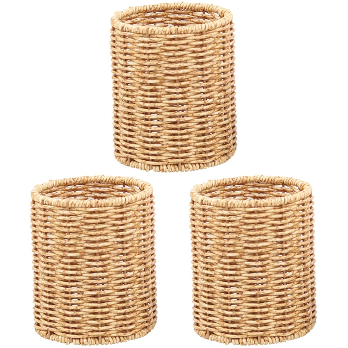 Cabilock 3 Pz Porta Penna Portapenne Da Scrivania Portapenne Multifunzione Organizzatore Del Desktop Utensile Portapenne in Rattan Simulato Matita Ufficio Penna Gel Plastica Simil Rattan