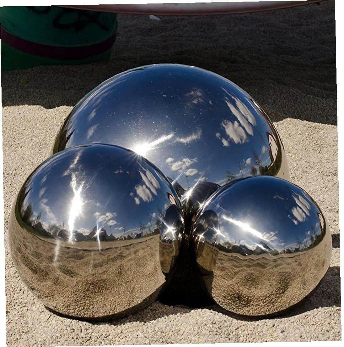 BONAFIDE 3Pcs Gazing Globe Mirror Ball Silver Stainless Steel Polished Reflective Smooth Garden Sphere For Home Garden Ornament Decorations 360 Mirror Polished Garden Spheres 20Cm 25Cm 28Cm