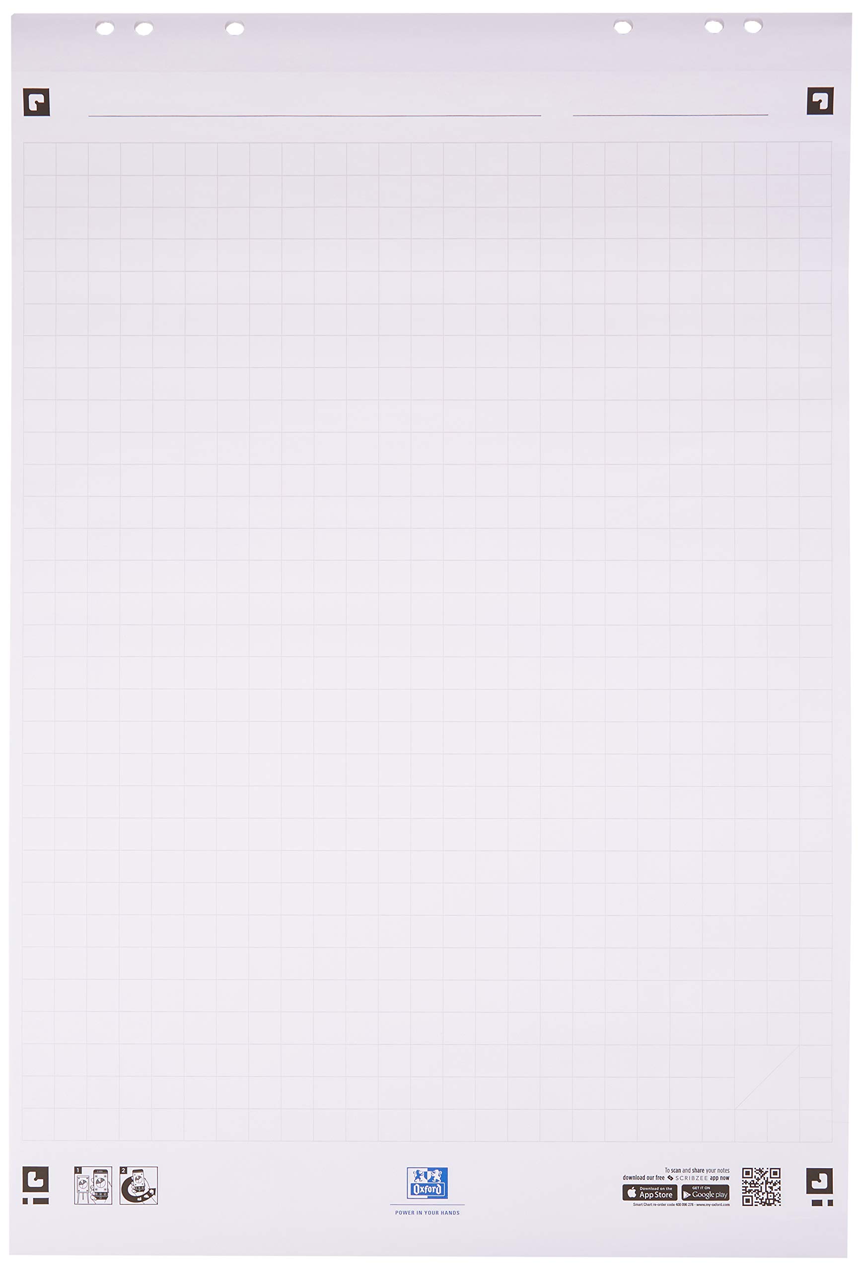 Oxford Smart Chart flipoverblok 650x980mm 6-gaats 20 vel 90g geruit 25mm