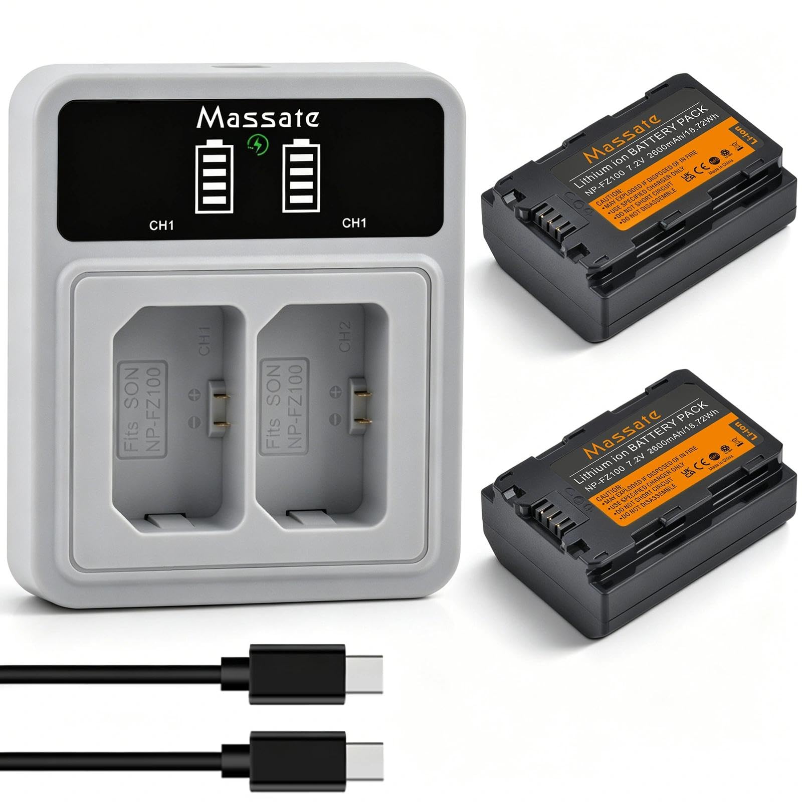 2 akumulatory 2600 mAh NP-FZ100 + LED PD20W szybka ładowarka — pełne naładowanie 2,5 H, akumulator NP FZ100 do Sony A7III A7IV A7C A7R III A7R IV A7R V A7CR A9 A9S A1 A6600 A6700, ZV-E11 ZV-E1