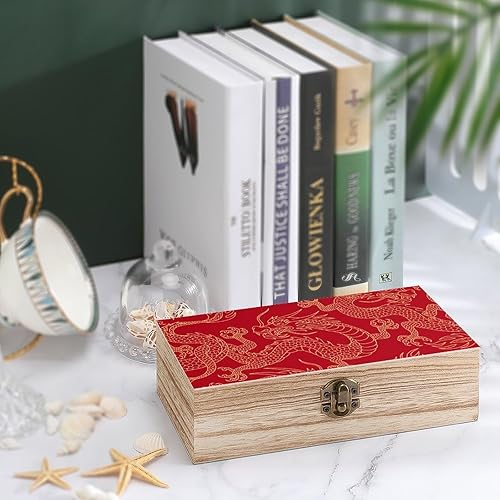 Miniatura 4 de Caja de recuerdos de madera de dragón dorado chino, cajas decorativas, manualidades, caja de joyería de almacenamiento para mujeres y hombres