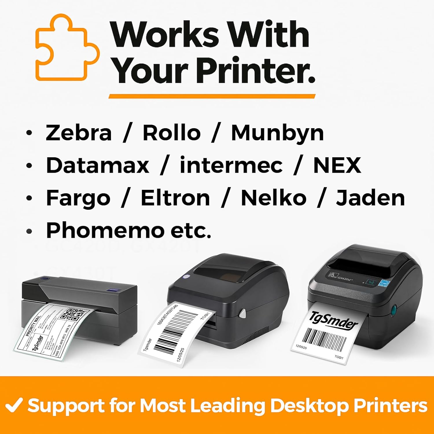 4" x 6" Direct Thermal Shipping Labels – White Self-Adhesive Labels Compatible with Zebra, Rollo, MUNBYN & Other Bluetooth Thermal Printers | 4 Stacks (500/Stack), Total 2000 Labels - Image 5