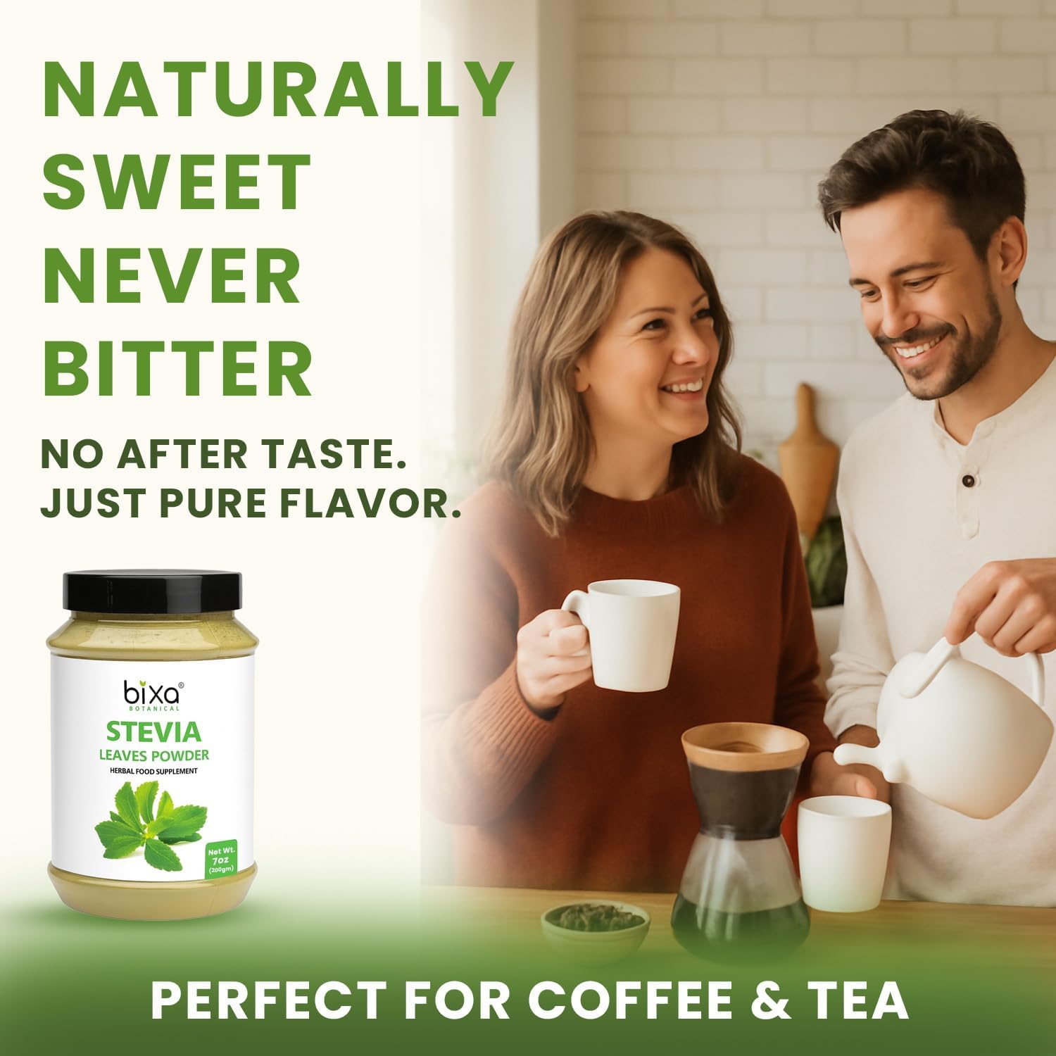bixa BOTANICAL Stevia Leaf Powder | Stevia Rebaudiana | 200 Grams / 7 OZ | Natural Alternative of Unprocessed Sugar | Gluten Free, Non-GMO, Steam Treated, Vegan, 100% Pure.