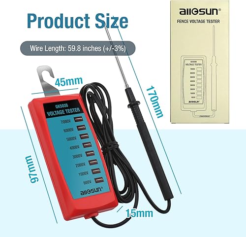 Miniatura 14 de all-sun LED Valla Tester eléctrico Voltaje Tester Max 9000 V