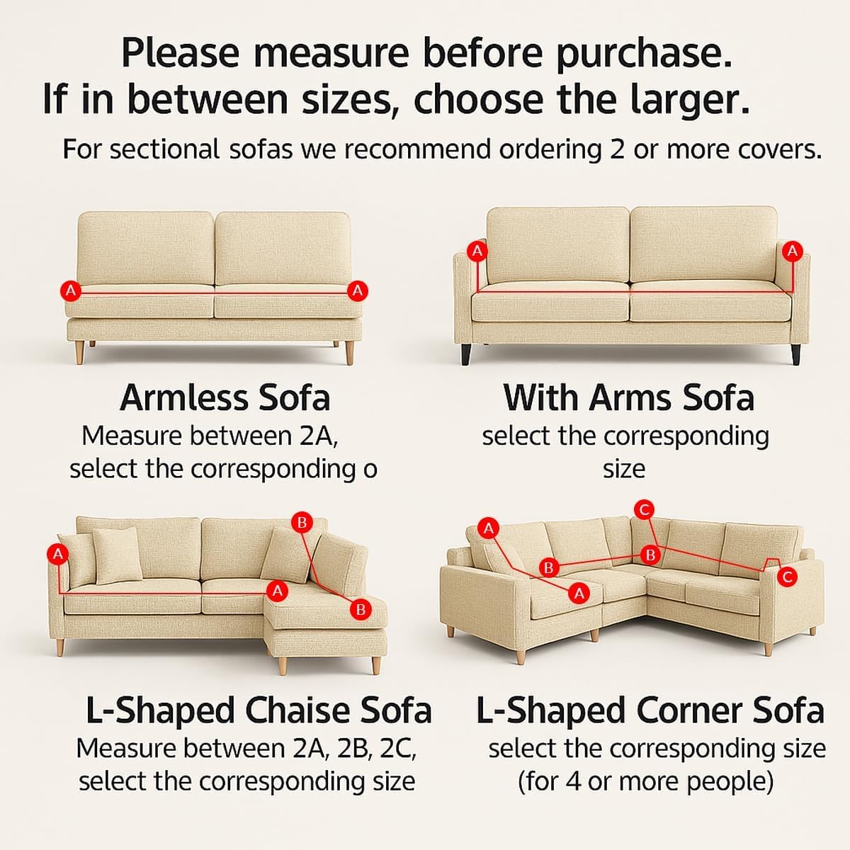 Stretch Plush Sofa Covers, Non Slip Soft Full Wrap Sherpa Fleece Couch Slipcovers, Washable Furniture Protector, for 1 2 3 4 5 Seater Pet Friend Beige 5 Seater-305-360cm