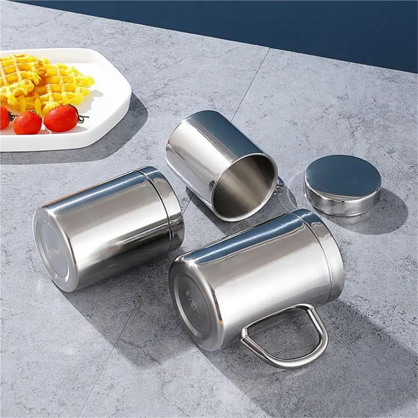 1 Uds 200/300/400ML taza de café acero inoxidable antiescaldado doble capa bebida portátil cerveza té jugo vaso térmico Para café y bebidas(Without lid 400ml)